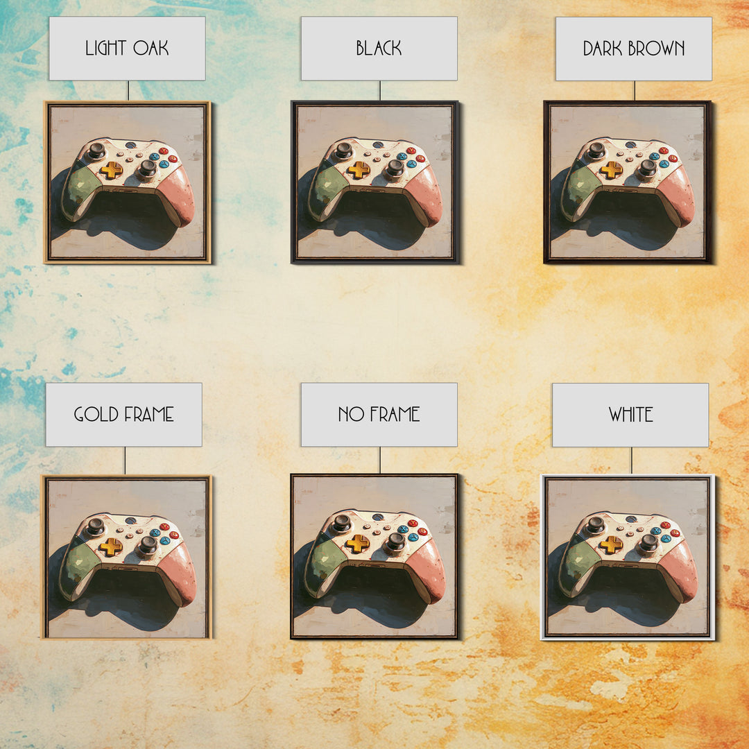 Old School Game Controller Canvas Print, Game Room Art, Girly Wall Art, Game Room Decor, Oil Painting, Play, Luxury Decor, GRA-1x1-54