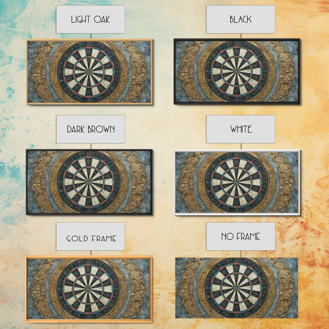 Dartboard Bullseye with Dynamic Motion Framed Canvas Print, Game Room Art, Minimalist Decor, Game Room Decor, Fine Art, Play, GRA-2x1-28