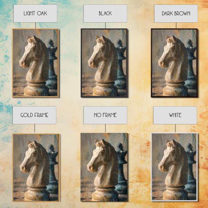 Chess Knight Piece Framed Canvas Print, Game Room Art, Gamer Gifts, Game Room Decor, Fine Art, Play, Original Artwork, GRA-2x3-85