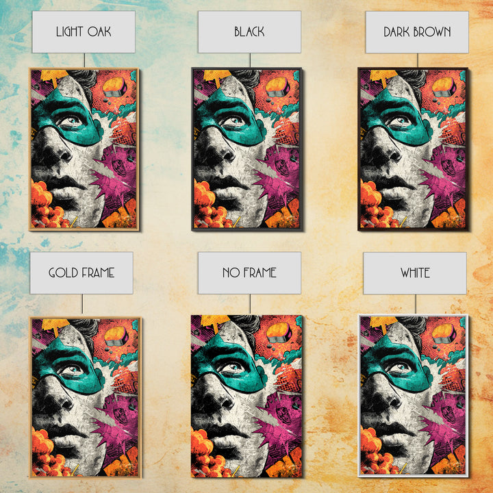 Comic Style Explosion with Game Icons Canvas Print, Game Room Art, Trendy Wall Art, Game Room Decor, Oil Painting, Play, GRA-2x3-95