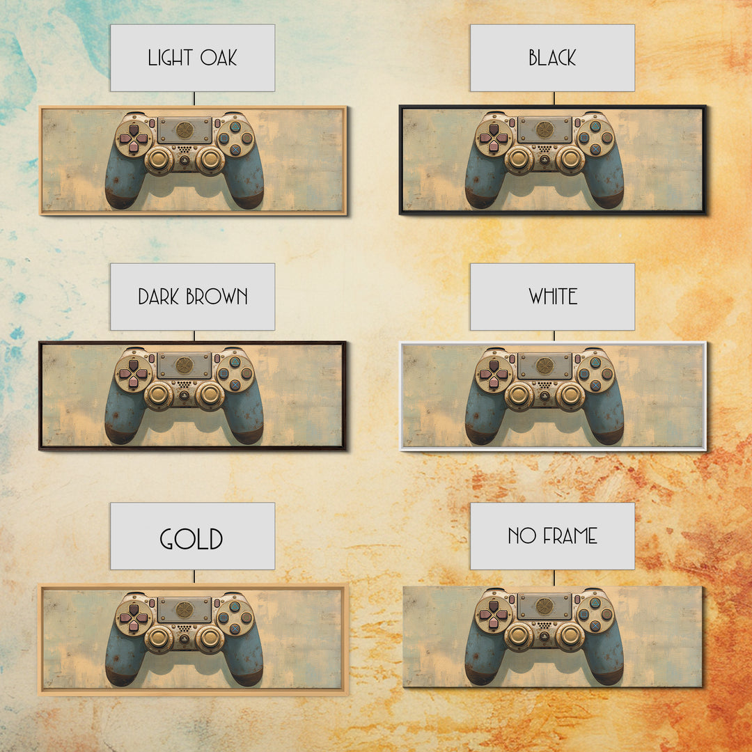 Old School Game Controller Canvas Print, Game Room Art, Trendy Wall Art, Game Room Decor, Watercolor Art, Play, GRA-3x1-94