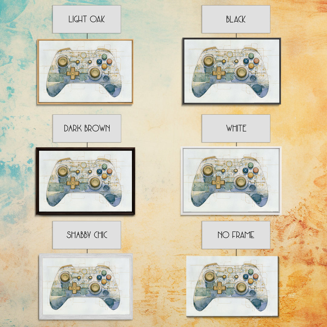 Old School Game Controller Canvas Print, Game Room Art, Trendy Wall Art, Game Room Decor, Watercolor Art, Play, GRA-3x2-34