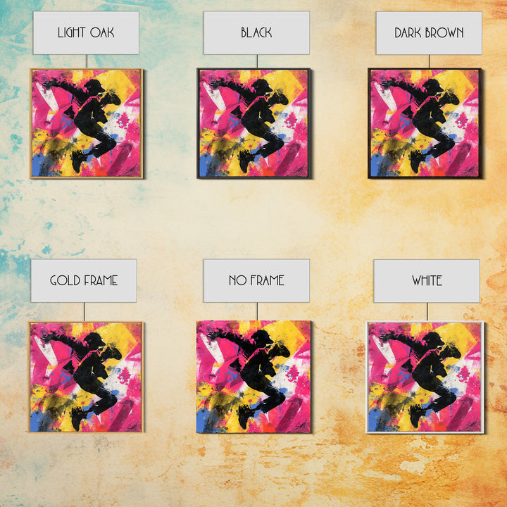 Breakdancer Silhouette over Bright Paint Splashes Canvas Print, Graffiti Art, Graffiti, Living Room Decor, Fine Art, Street, GRF-1x1-50