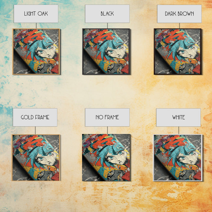 Skateboard Deck Graphic Framed Canvas Print, Graffiti Art, Large Wall Art, Living Room Decor, Fine Art, Street, Modern Wall Art, GRF-1x1-7