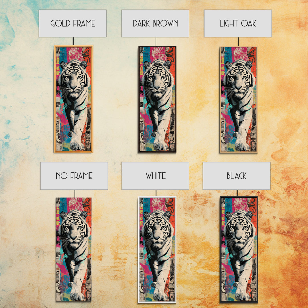 Urban Tiger Portrait Framed Canvas Print, Graffiti Art, Statement Artwork, Living Room Decor, Fine Art, Street, Wall Decor, GRF-1x3-87