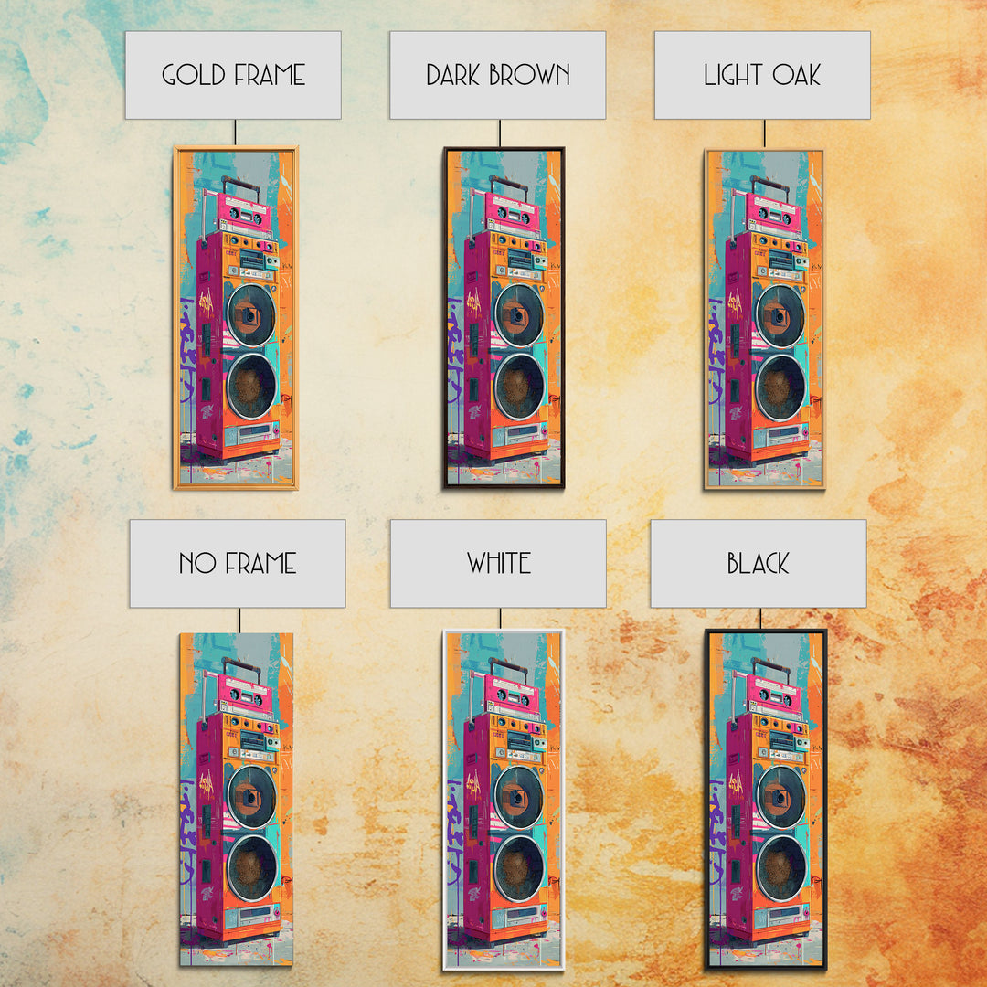 Boombox and Cassette Tape Canvas Print, Graffiti Art, Textured Painting, Living Room Decor, Fine Art, Street, Outdoor Decor, GRF-1x3-98