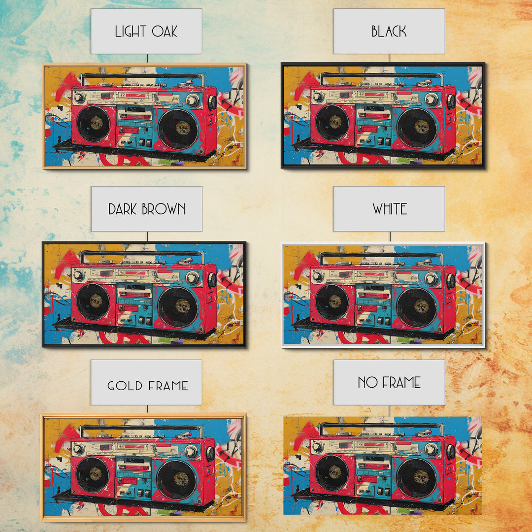 Boombox and Cassette Tape Canvas Print, Graffiti Art, Painting, Living Room Decor, Fine Art, Street, Canvas Art, Bedroom Decor, GRF-2x1-58
