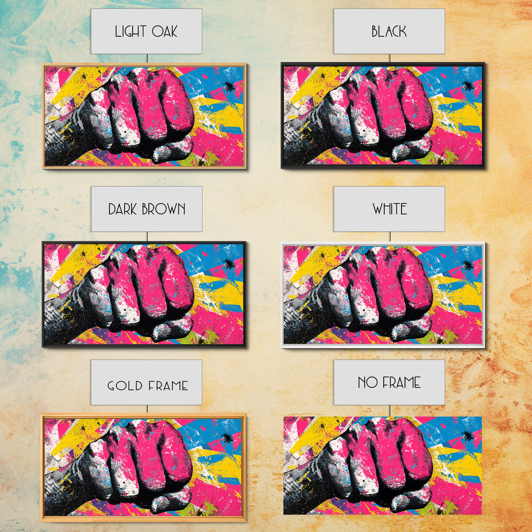 Comic Style Fist with Paint Burst Canvas Print, Graffiti Art, Wall Art, Living Room Decor, Oil Painting, Street, Large Wall Art, GRF-2x1-62