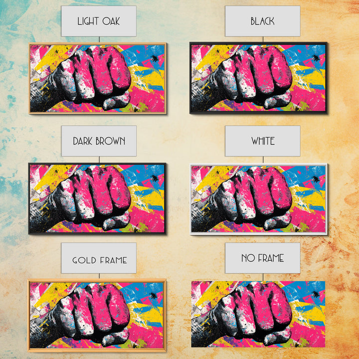 Comic Style Fist with Paint Burst Canvas Print, Graffiti Art, Wall Art, Living Room Decor, Oil Painting, Street, Large Wall Art, GRF-2x1-62