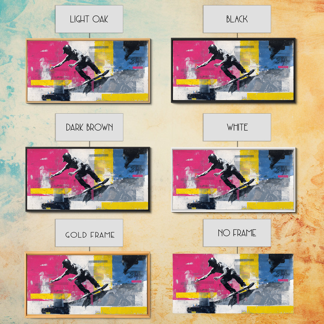 Bright Skateboard Ramp Color Fields Canvas Print, Graffiti Art, Canvas, Living Room Decor, Abstract Art, Street, GRF-2x1-68