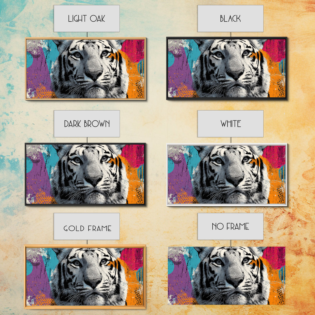 Urban Tiger Portrait Framed Canvas Print, Graffiti Art, Neutral Decor, Living Room Decor, Fine Art, Street, Home Decor, GRF-2x1-95