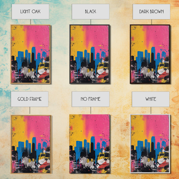 Paint Drips Forming a Skyline Silhouette Framed Canvas Print, Graffiti Art, Bedroom Decor, Living Room Decor, Abstract Art, GRF-2x3-69