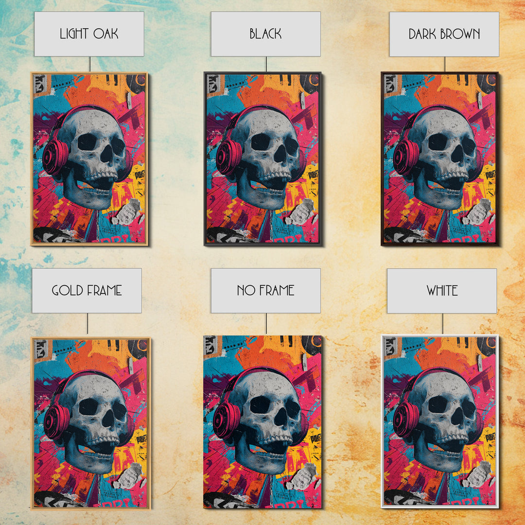 Skull and Headphones Mural Composition Canvas Print, Graffiti Art, Fine Art Print, Living Room Decor, Fine Art, Street, GRF-2x3-7