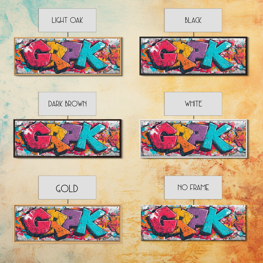 Graffiti Lettering Forms Without Readable Words Framed Canvas Print, Graffiti Art, Neutral Decor, Living Room Decor, Street, GRF-3x1-73