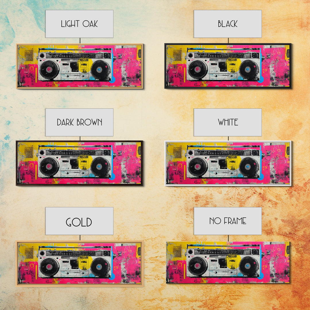 Boombox and Cassette Tape Canvas Print, Graffiti Art, Wall Hangings, Living Room Decor, Fine Art, Street, Digital Print, GRF-3x1-78