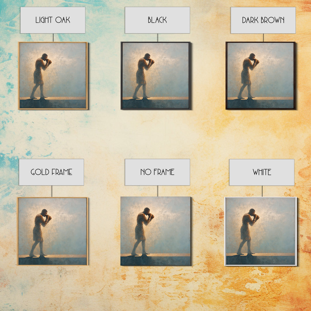Powerful Boxer Silhouette Canvas Print, Gym Art, Living Room Decor, Gym Decor, Oil Painting, Strength, Sports Poster, GYM-1x1-97
