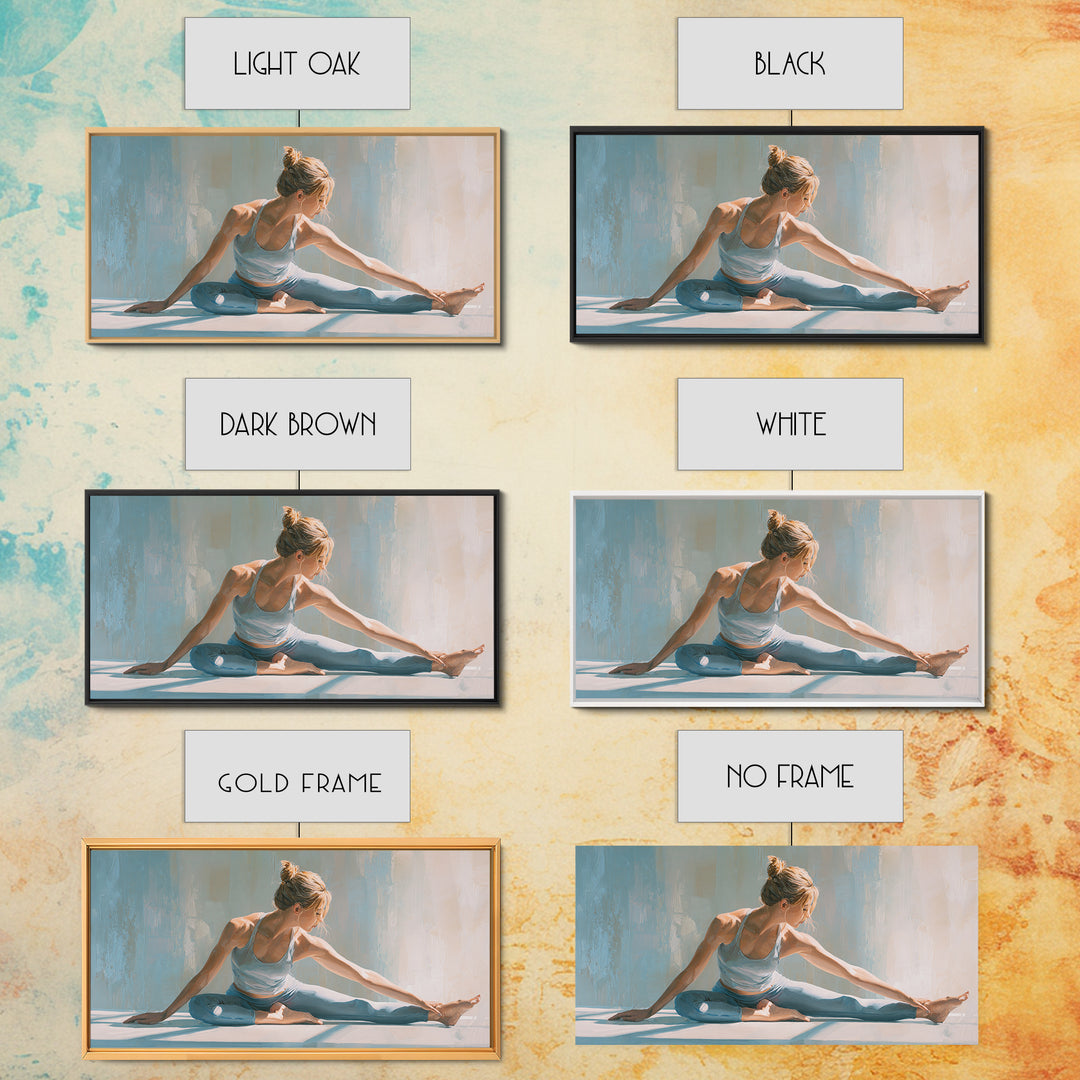 Fitness Woman Stretching Framed Canvas Print, Gym Art, Motivational Poster, Gym Decor, Fine Art, Strength, Motivational Art, GYM-2x1-65