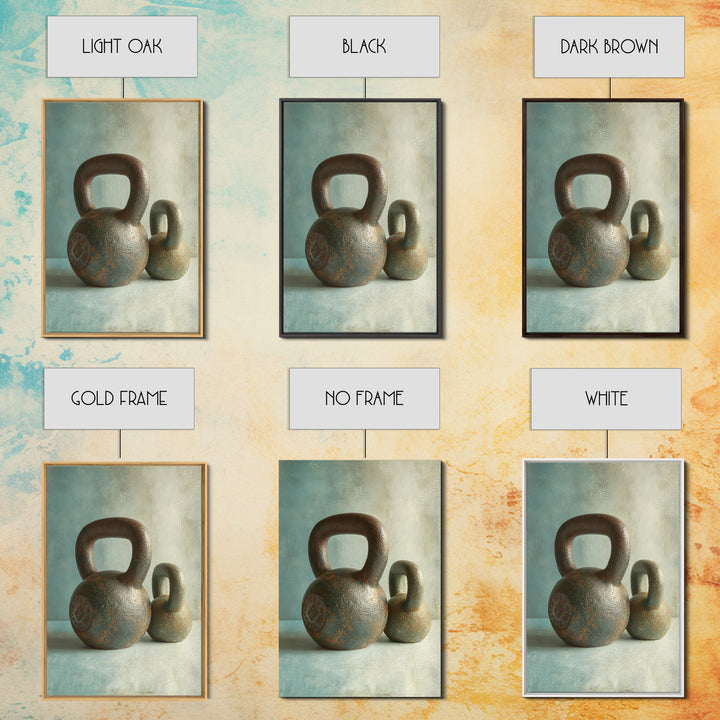 Kettlebell Still Life Framed Canvas Print, Gym Art, Motivational Poster, Gym Decor, Abstract Art, Strength, Motivational Art, GYM-2x3-41
