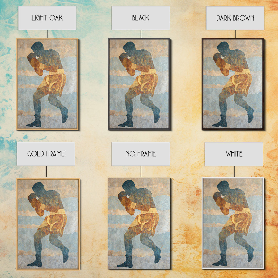 Powerful Boxer Silhouette Canvas Print, Gym Art, Modern Home Decor, Gym Decor, Oil Painting, Strength, Fine Art Print, GYM-2x3-57