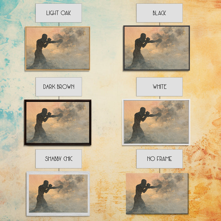 Powerful Boxer Silhouette Framed Canvas Print, Gym Art, Art Print, Gym Decor, Fine Art, Strength, Abstract Wall Art, Bar Art, GYM-3x2-77