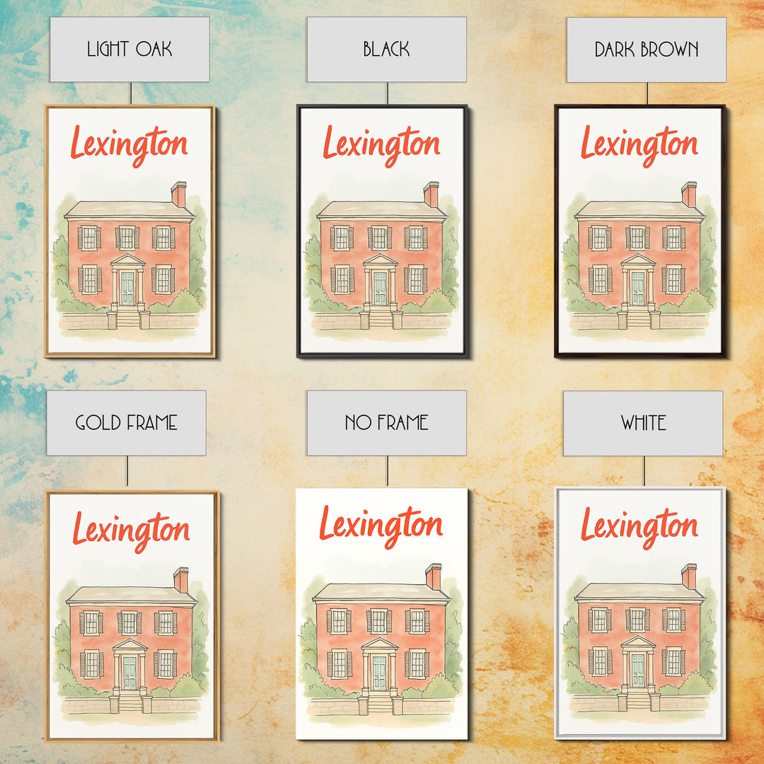 Lexington Travel Poster, Canvas Print, Illustrated City Wall Art, Lexington Wall Art, Travel Poster Art, Watercolor City Skyline, Design 2