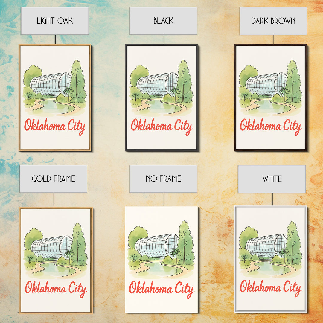Oklahoma City Oklahoma Travel Poster, Canvas Print, Watercolor Downtown Skyline Art, Oklahoma City City Art, Mid Century Wall Art, Wall Art