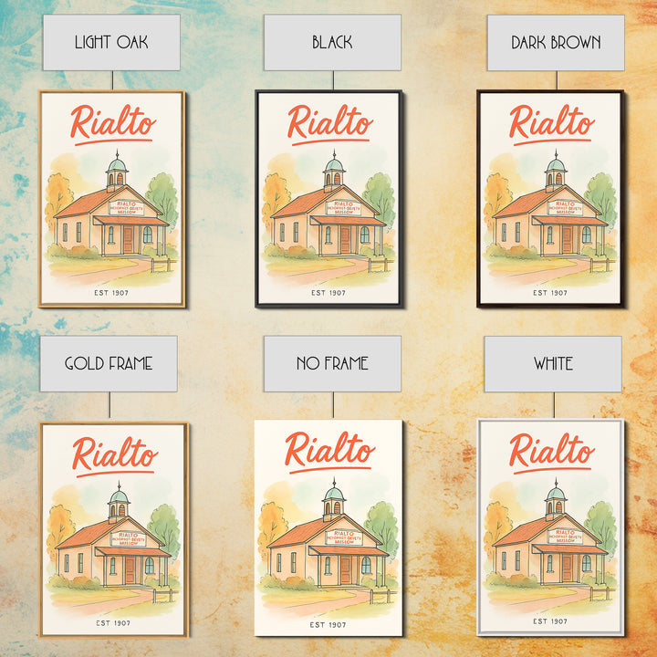Rialto Travel Poster, Framed Canvas Print, Hand Drawn Watercolor Art, Rialto Wall Art, Travel Poster Art, Living Room Wall Art