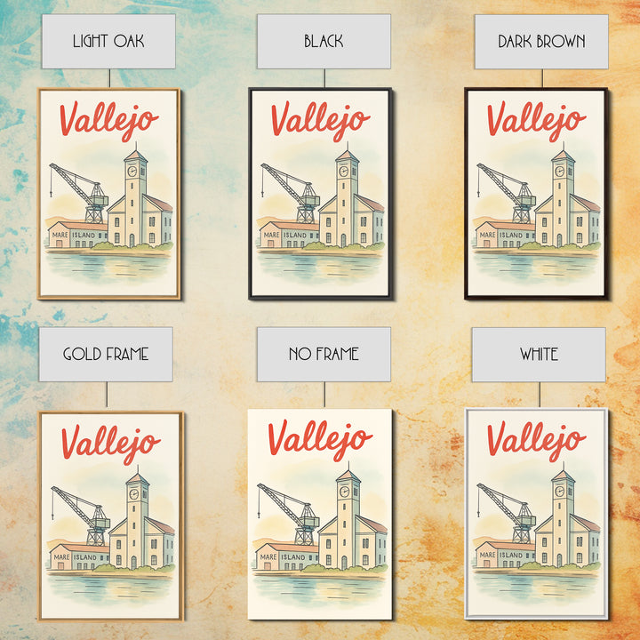 Vallejo California Travel Poster, Canvas Print, Hand Drawn Watercolor Art, Vallejo Poster Print, City Travel Prints, Retro Travel Print