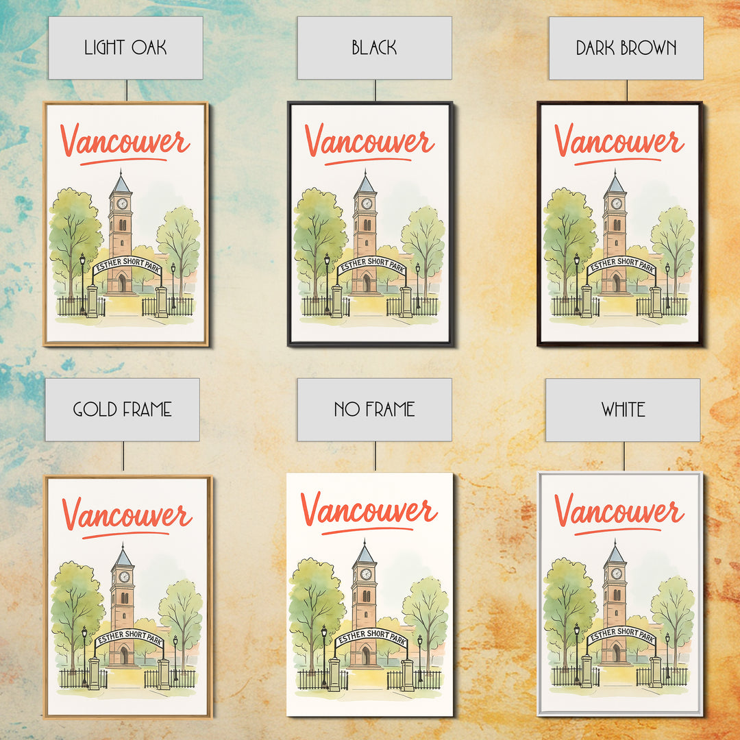 Vancouver Travel Poster, Framed Canvas Print, Watercolor Skyline Art, Vancouver Art Print, City Travel Prints, Eclectic Wall Decor