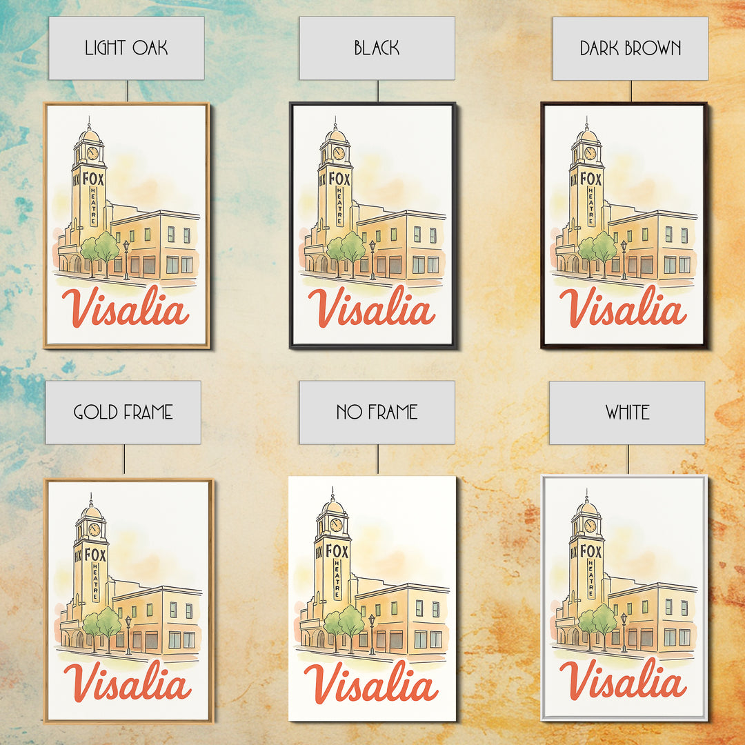 Visalia California Travel Poster, Canvas Print, Watercolor Urban Skyline Art, Visalia Poster Print, Travel Poster Art, City Travel Prints