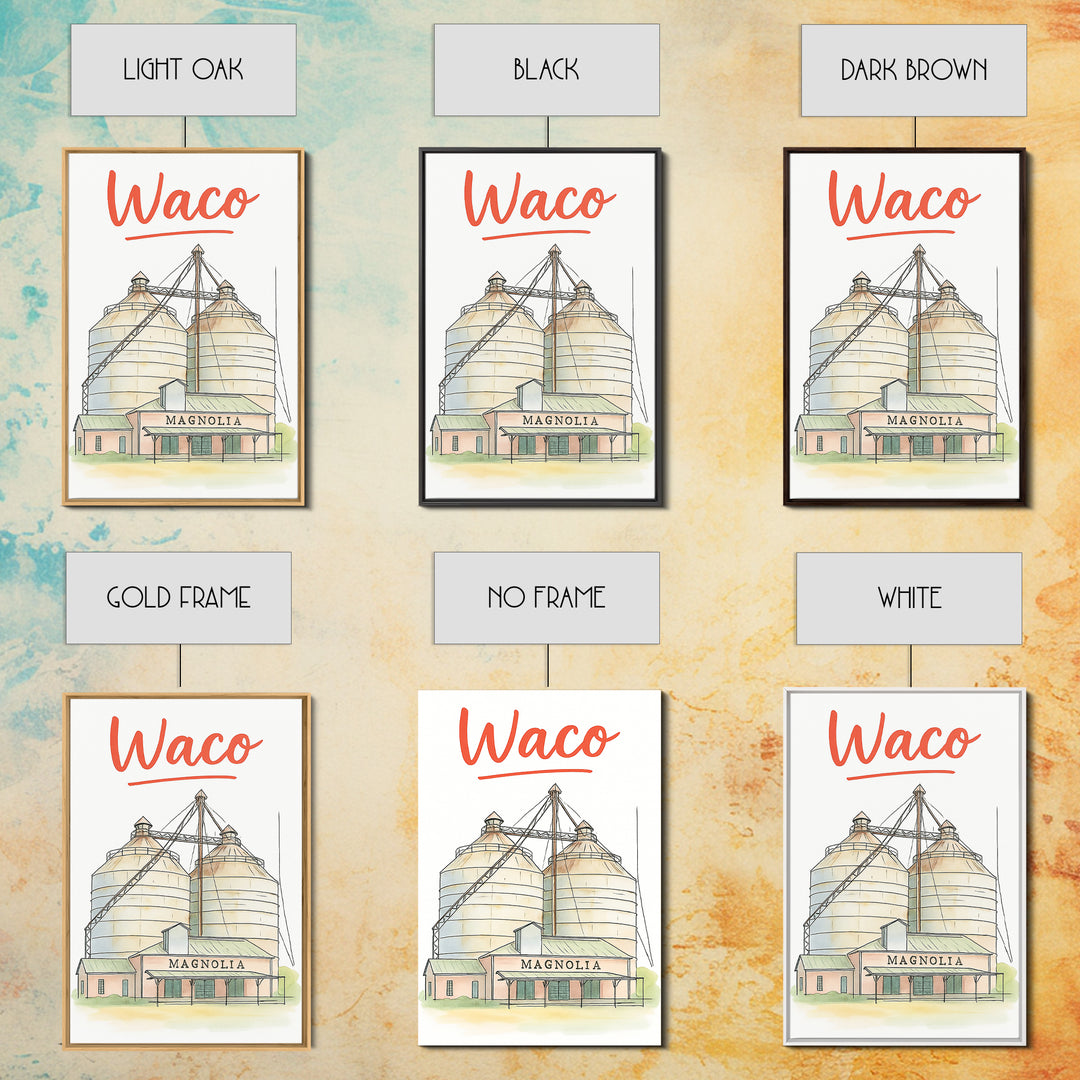 Waco Travel Poster, Canvas Print, Watercolor Urban Skyline Art, Waco Poster Print, City Art Print, Travel Wall Art, Gift For Travelers