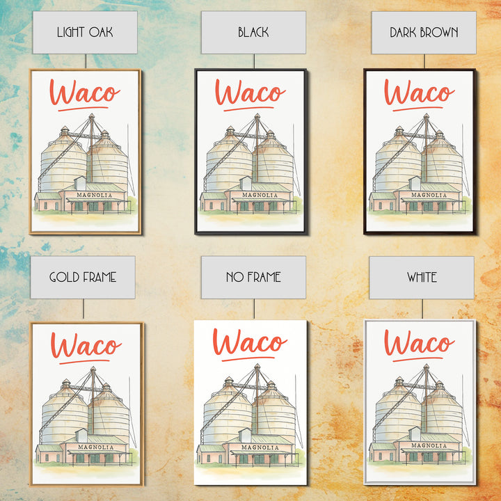 Waco Travel Poster, Canvas Print, Watercolor Urban Skyline Art, Waco Poster Print, City Art Print, Travel Wall Art, Gift For Travelers
