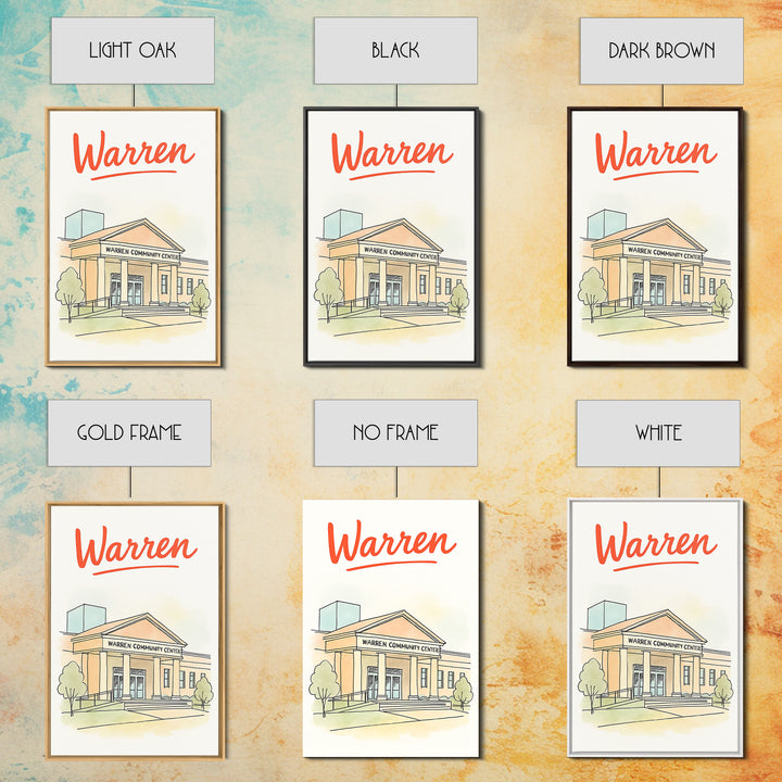 Waren Travel Poster, Framed Canvas Print, Soft Sketch Travel Art, Waren Travel Art, Eclectic Wall Decor, Retro Travel Print, City Poster