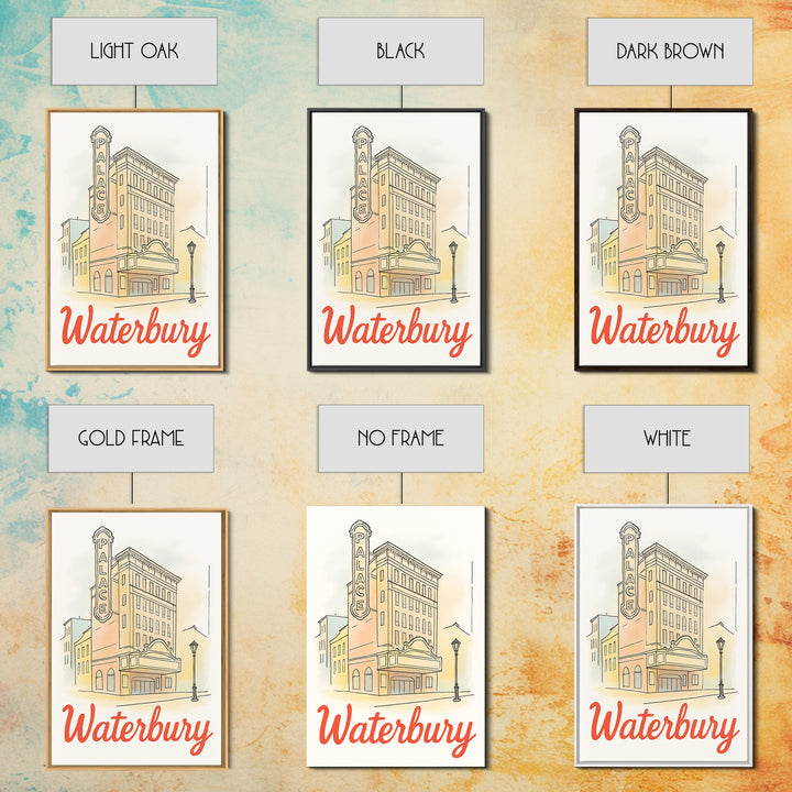 Waterbury Travel Poster, Canvas Print, Illustrated City Wall Art, Waterbury Art Print, City Travel Prints, Vintage City Art, Poster Art