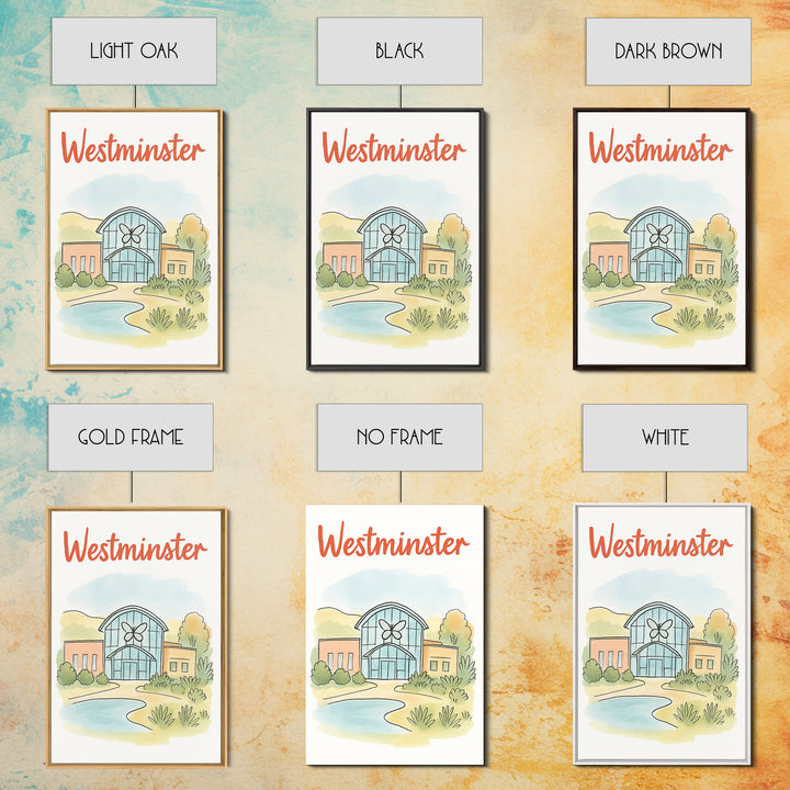 Westminster Colorado Travel Poster, Canvas Print, Soft Sketch Travel Art, Westminster Wall Art, Travel Wall Art, Watercolor Urban Skyline