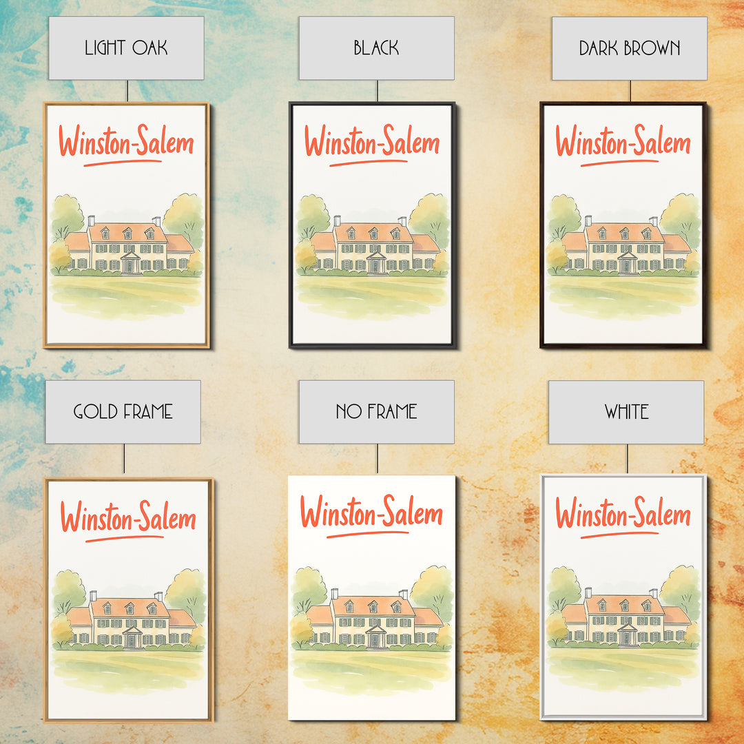 Winston Salem Travel Poster, Canvas Print, Illustrated City Wall Art, Winston Salem Art Print, Mid Century Wall Art, Vintage Travel Art