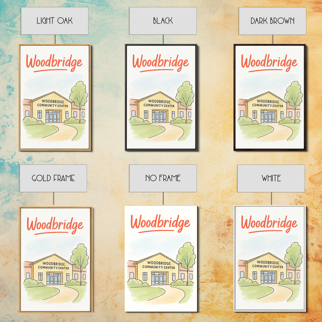 Woodbridge Travel Poster, Framed Canvas Print, Soft Sketch Travel Art, Woodbridge Poster Print, Vintage Travel Art, Travel Poster Set