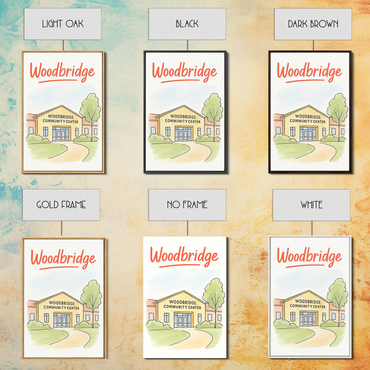 Woodbridge Travel Poster, Framed Canvas Print, Soft Sketch Travel Art, Woodbridge Poster Print, Vintage Travel Art, Travel Poster Set