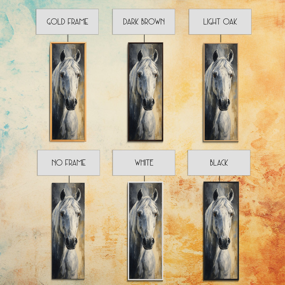 Neutral Horse Portrait Canvas Print, Hotel Art, Gallery Wall Set, Hotel Decor, Fine Art, Boutique, Textured Painting, HOT-1x3-100