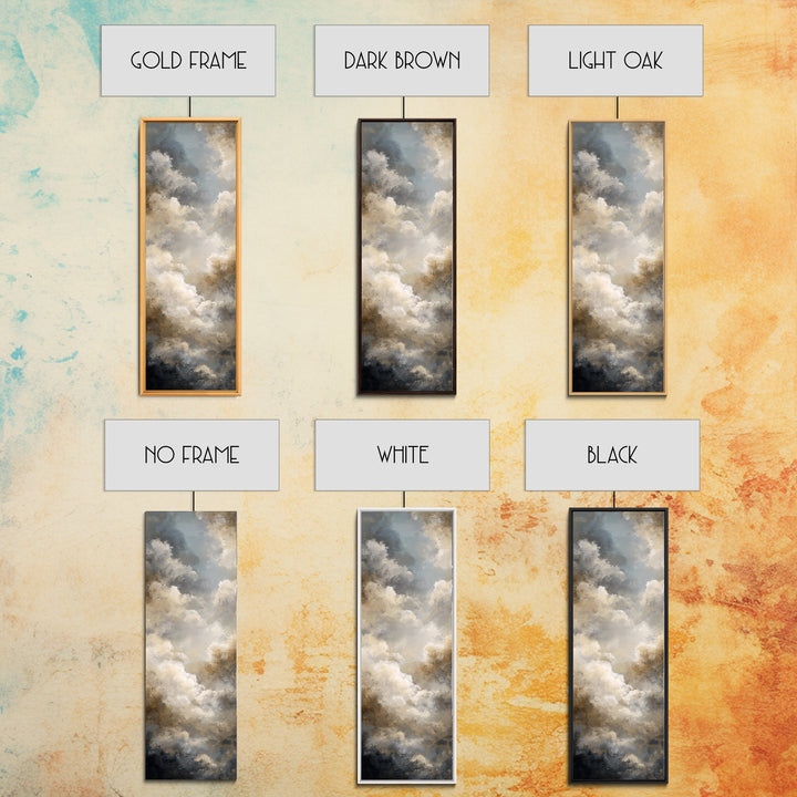 Large Cloudscape with Subtle Drama Framed Canvas Print, Hotel Art, Textured Painting, Hotel Decor, Fine Art, Boutique, HOT-1x3-29