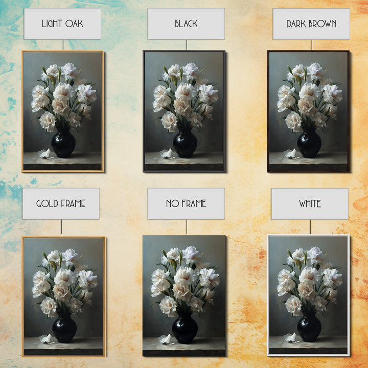 Classic Oil Painted Floral Still Life Framed Canvas Print, Hotel Art, Art Deco, Hotel Decor, Boutique, Minimalist Wall Art, HOT-2x3-17