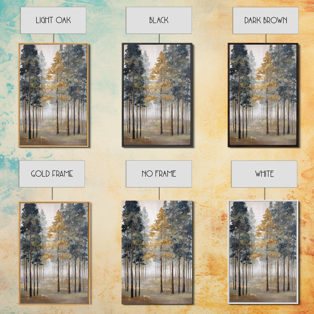 Misty Forest with Refined Calm Atmosphere Framed Canvas Print, Hotel Art, Poster, Hotel Decor, Boutique, Wood Wall Art, HOT-2x3-22