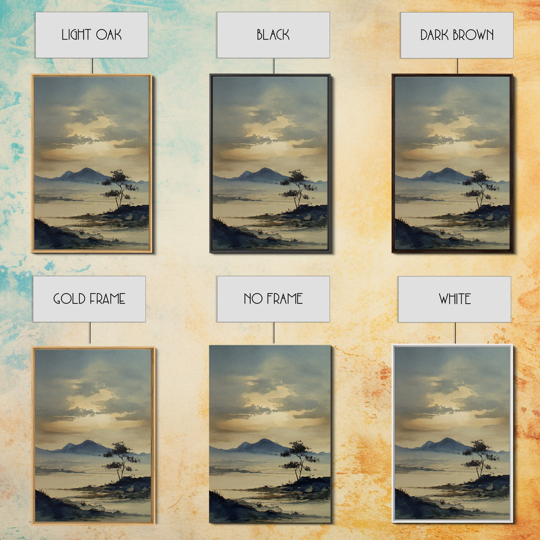 Japanese Ink Landscape Canvas Print, Hotel Art, Art, Hotel Decor, Oil Painting, Boutique, Printable Art, Living Room Decor, HOT-2x3-50