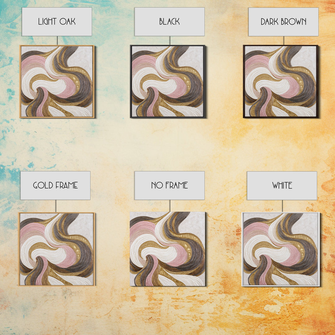 Abstract Hair Strands Forming Elegant Waves Framed Canvas Print, Hair Salon Art, African Art, Living Room Decor, Style, HSA-1x1-27