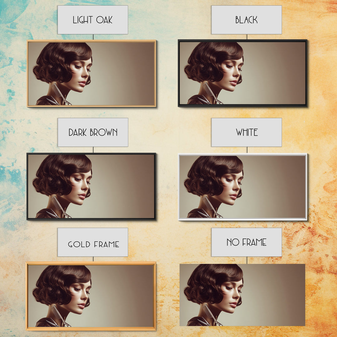 Woman with Dramatic Bob Haircut in Art Canvas Print, Hair Salon Art, Wall Decor, Living Room Decor, Style, African Art, HSA-2x1-48