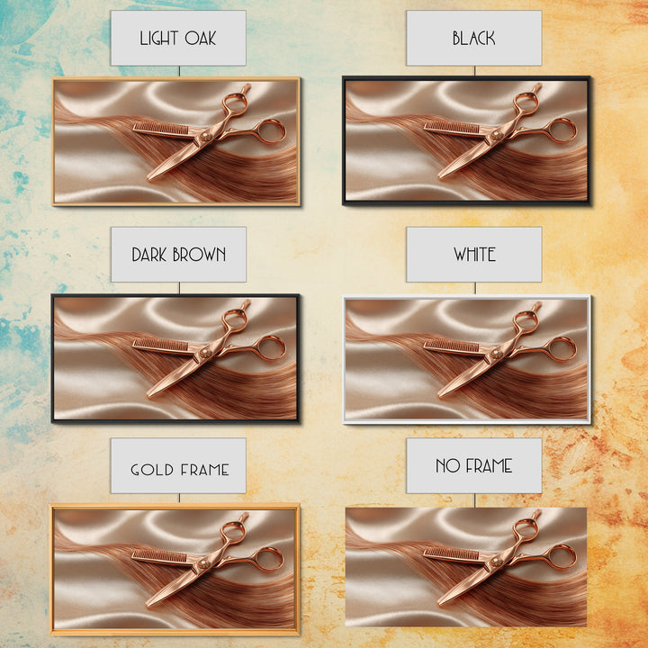 Rose Gold Salon Tool Still Life Canvas Print, Hair Salon Art, Wall Art, Living Room Decor, Fine Art, Style, Minimalist Wall Art, HSA-2x1-82