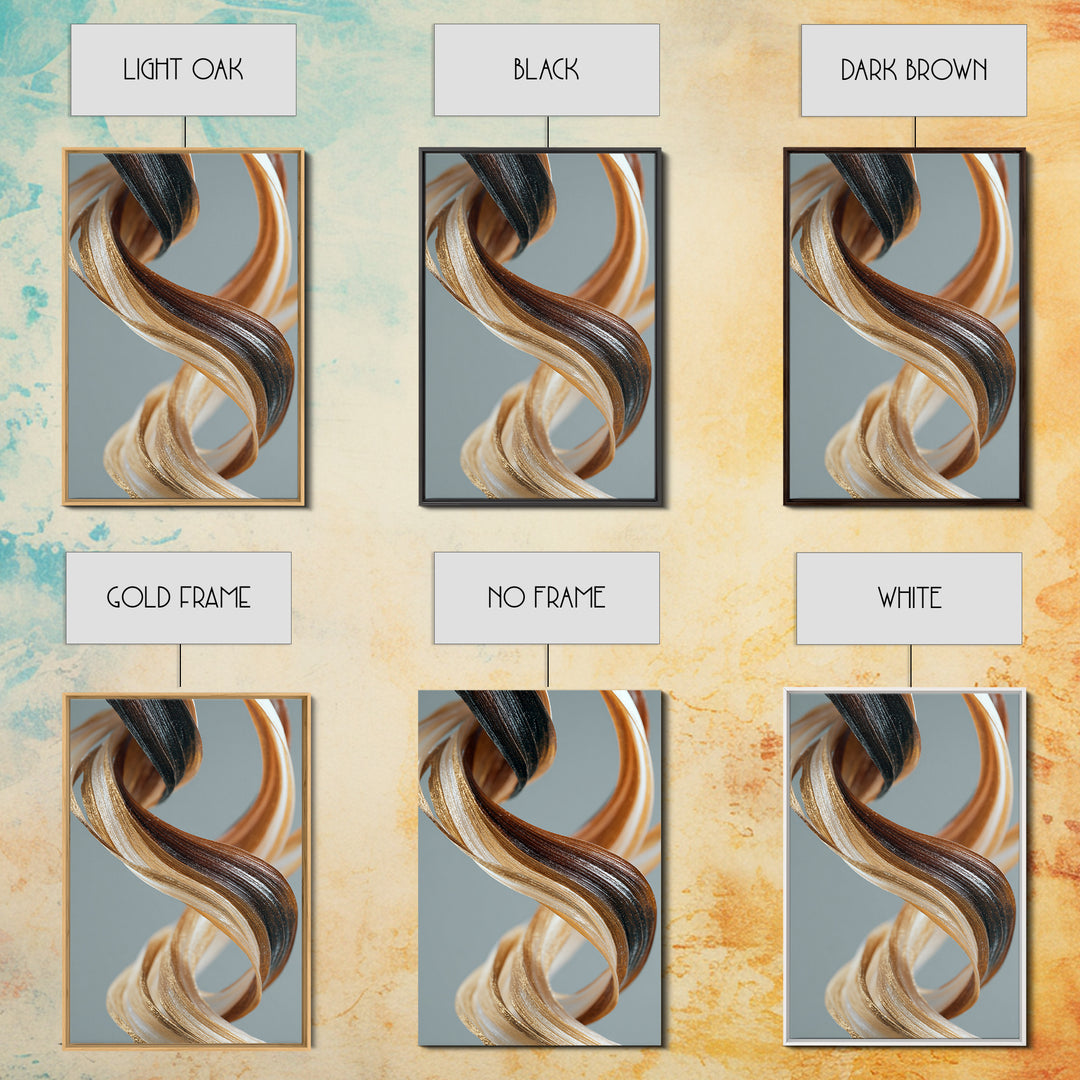 Hair Strands Turning into Abstract Ribbons Canvas Print, Hair Salon Art, Printable Wall Art, Living Room Decor, Style, HSA-2x3-53