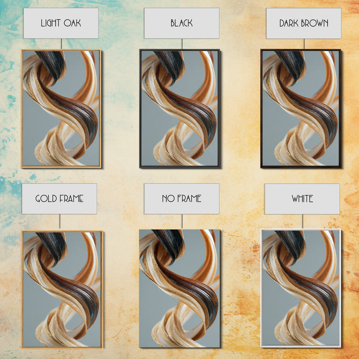 Hair Strands Turning into Abstract Ribbons Canvas Print, Hair Salon Art, Printable Wall Art, Living Room Decor, Style, HSA-2x3-53