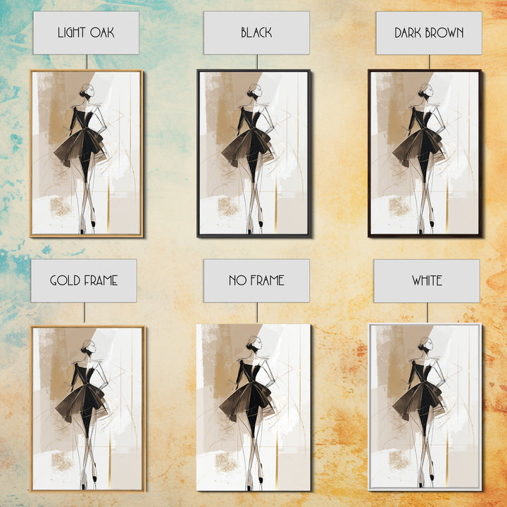 Black and White Line Art Salon Figure Framed Canvas Print, Hair Salon Art, Digital Prints, Living Room Decor, Fine Art, Style, HSA-2x3-63