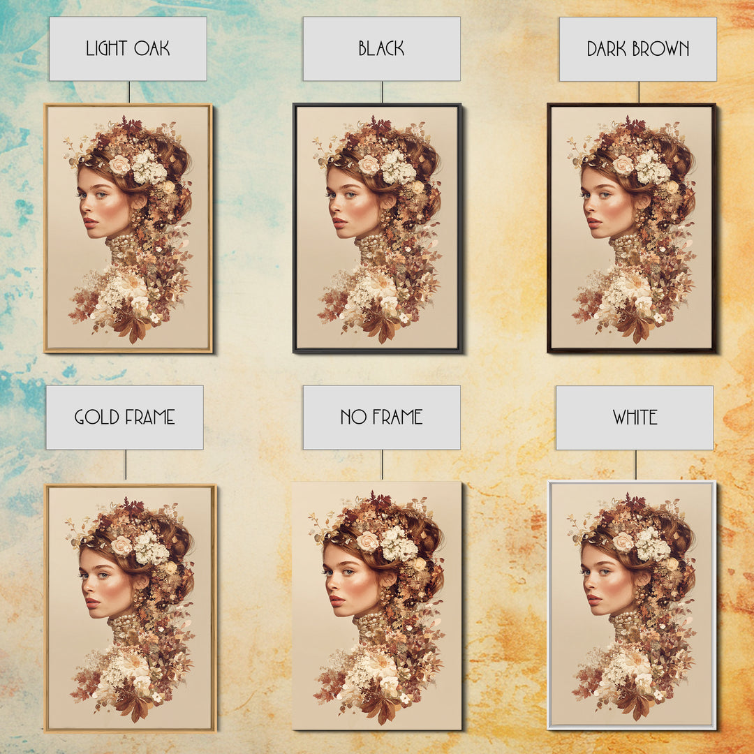 Botanical Hairstyle Portrait Canvas Print, Hair Salon Art, Digital Art, Living Room Decor, Style, Digital Download Art, HSA-2x3-86